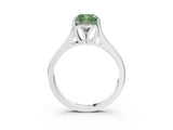 White gold Fancy Green Cushion  Solitaire Diamond Ring with Cathedral Band and Four-Prong Setting_69