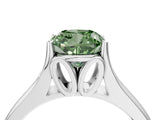 White gold Fancy Green Cushion  Solitaire Diamond Ring with Cathedral Band and Four-Prong Setting_70