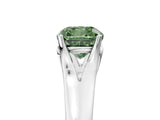 White gold Fancy Green Cushion  Solitaire Diamond Ring with Cathedral Band and Four-Prong Setting_71