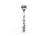 White gold Fancy Green Cushion  Solitaire Diamond Ring with Channel-Set Baguette Band and Four-Prong Setting_46