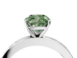 White gold Fancy Green Cushion  Solitaire Diamond Ring with Channel-Set Baguette Band and Four-Prong Setting_48