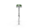 White gold Fancy Green Cushion  Solitaire Diamond Ring with Channel Set Band and Bezel Prong Setting_88