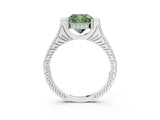 White gold Fancy Green Cushion  Solitaire Diamond Ring with Channel Set Band and Bezel Prong Setting_89