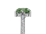 White gold Fancy Green Cushion  Solitaire Diamond Ring with Channel Set Band and Bezel Prong Setting_96
