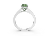 White gold Fancy Green Cushion  Solitaire Diamond Ring with Channel-Set Band and Four-Prong Setting_6