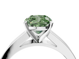 White gold Fancy Green Cushion  Solitaire Diamond Ring with Channel-Set Band and Four-Prong Setting_7