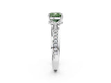 White gold Fancy Green Cushion  Solitaire Diamond Ring with Channel Set Band and Six-Prong Setting_50