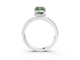 White gold Fancy Green Cushion  Solitaire Diamond Ring with Channel Set Band and Six-Prong Setting_51