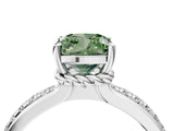 White gold Fancy Green Cushion  Solitaire Diamond Ring with Channel Set Band and Six-Prong Setting_52