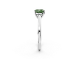 White gold Fancy Green Cushion  Solitaire Diamond Ring with Four-Prong Setting and Classic Band_5