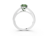 White gold Fancy Green Cushion  Solitaire Diamond Ring with Four-Prong Setting and Classic Band_6