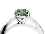 White gold Fancy Green Cushion  Solitaire Diamond Ring with Four-Prong Setting and Classic Band_7