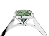 White gold Fancy Green Cushion  Solitaire Diamond Ring with Four-Prong Setting and Tapered Band 5
