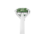 White gold Fancy Green Cushion  Solitaire Diamond Ring with Four-Prong Setting and Tapered Band