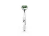 White gold Fancy Green Cushion  Solitaire Diamond Ring with Four-Prong Setting on a Plain Band_52