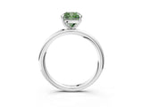 White gold Fancy Green Cushion  Solitaire Diamond Ring with Four-Prong Setting on a Plain Band_57