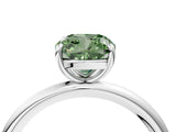 White gold Fancy Green Cushion  Solitaire Diamond Ring with Four-Prong Setting on a Plain Band_60
