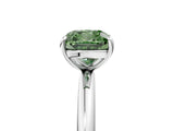 White gold Fancy Green Cushion  Solitaire Diamond Ring with Four-Prong Setting on a Plain Band_61