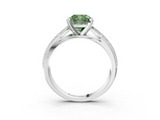 White gold Fancy Green Cushion  Solitaire Diamond Ring with Milgrain Pavé Band and Four-Prong Setting_23