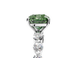White gold Fancy Green Cushion  Solitaire Diamond Ring with Pave Band and Four-Prong Setting_270
