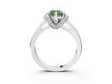 White gold Fancy Green Cushion  Solitaire Diamond Ring with Pave Band and Six-Prong Setting_35
