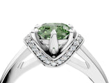 White gold Fancy Green Cushion  Solitaire Diamond Ring with Pave Band and Six-Prong Setting_36
