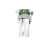 White gold Fancy Green Cushion  Solitaire Diamond Ring with Pave Band and Six-Prong Setting_37