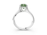 White gold Fancy Green Cushion  Solitaire Diamond Ring with Six-Prong Cathedral Setting_35