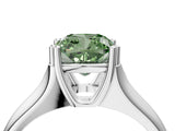 White gold Fancy Green Cushion  Solitaire Diamond Ring with Six-Prong Cathedral Setting_36