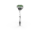White gold Fancy Green Cushion  Solitaire Diamond Ring with Six-Prong Setting and Tapered Band_19
