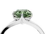 White gold Fancy Green Cushion  Solitaire Diamond Ring with Six-Prong Setting and Tapered Band_21