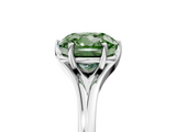White gold Fancy Green Cushion  Solitaire Diamond Ring with Six-Prong Setting and Tapered Band_22