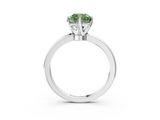 White gold Fancy Green Cushion  Solitaire Diamond Ring with Six-Prong Setting on a Classic Band_6