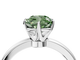 White gold Fancy Green Cushion  Solitaire Diamond Ring with Six-Prong Setting on a Classic Band_7