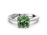 White gold Fancy Green Cushion  Solitaire Diamond Ring with Split Shank and Four-Prong Setting_20