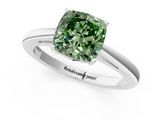 White gold Fancy Green Cushion  Solitaire Diamond Ring with Split Shank and Four-Prong Setting_21