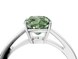 White gold Fancy Green Cushion  Solitaire Diamond Ring with Split Shank and Four-Prong Setting_24