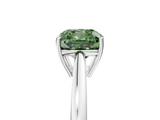 White gold Fancy Green Cushion  Solitaire Diamond Ring with Split Shank and Four-Prong Setting_25