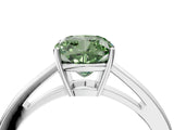 White gold Fancy Green Cushion  Solitaire Diamond Ring with Split Shank and Four-Prong Setting_28