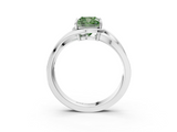 White gold Fancy Green Cushion  Solitaire Diamond Ring with Split Shank and Prong Setting_44