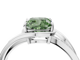 White gold Fancy Green Cushion  Solitaire Diamond Ring with Split Shank and Prong Setting_45