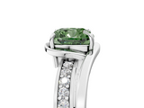 White gold Fancy Green Cushion  Solitaire Diamond Ring with Split Shank and Prong Setting_46