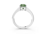 White gold Fancy Green Cushion  Solitaire Diamond Ring with Tapered Band and Four-Prong Setting_52