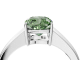 White gold Fancy Green Cushion  Solitaire Diamond Ring with Tapered Band and Four-Prong Setting_53