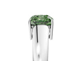 White gold Fancy Green Cushion  Solitaire Diamond Ring with Tapered Band and Four-Prong Setting_54