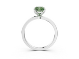White gold Fancy Green Cushion  Solitaire Diamond Ring with Thin Band and Four-Prong Setting_6