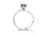 White gold Fancy Green Cushion  Solitaire Diamond Ring with Thin Band and Four-Prong Setting_75