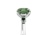 White gold Fancy Green Cushion  Solitaire Diamond Ring with Thin Band and Four-Prong Setting_77