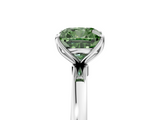 White gold Fancy Green Cushion  Solitaire Diamond Ring with Thin Band and Four-Prong Setting_8