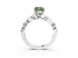 White gold Fancy Green Cushion  Solitaire Diamond Twisted Band with Four-Prong Setting_118